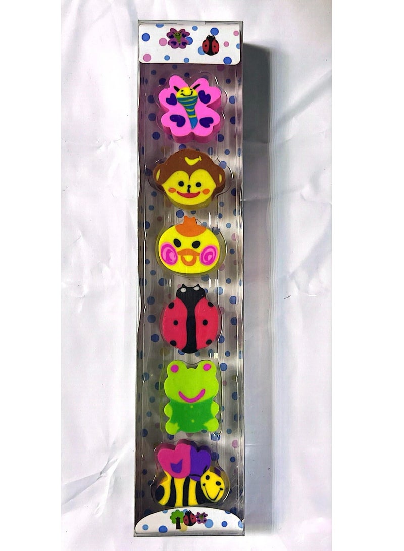 مجموعة ممحاة نفطة متعددة الألوان، عبوة من 6 قطع