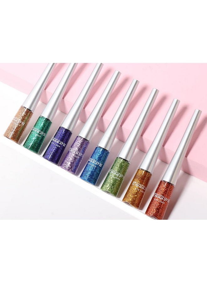 BONNIE CHOICE BONNIE CHOICE 16 Colors Glitter Eyeliner Liquid Set, Metallic Shimmer Glitter Eyeshadow, Waterproof Long Lasting White Silver Rose Gold Pink Colorful Rainbow Eyeliners Christmas Gifts for Women  - Image 4