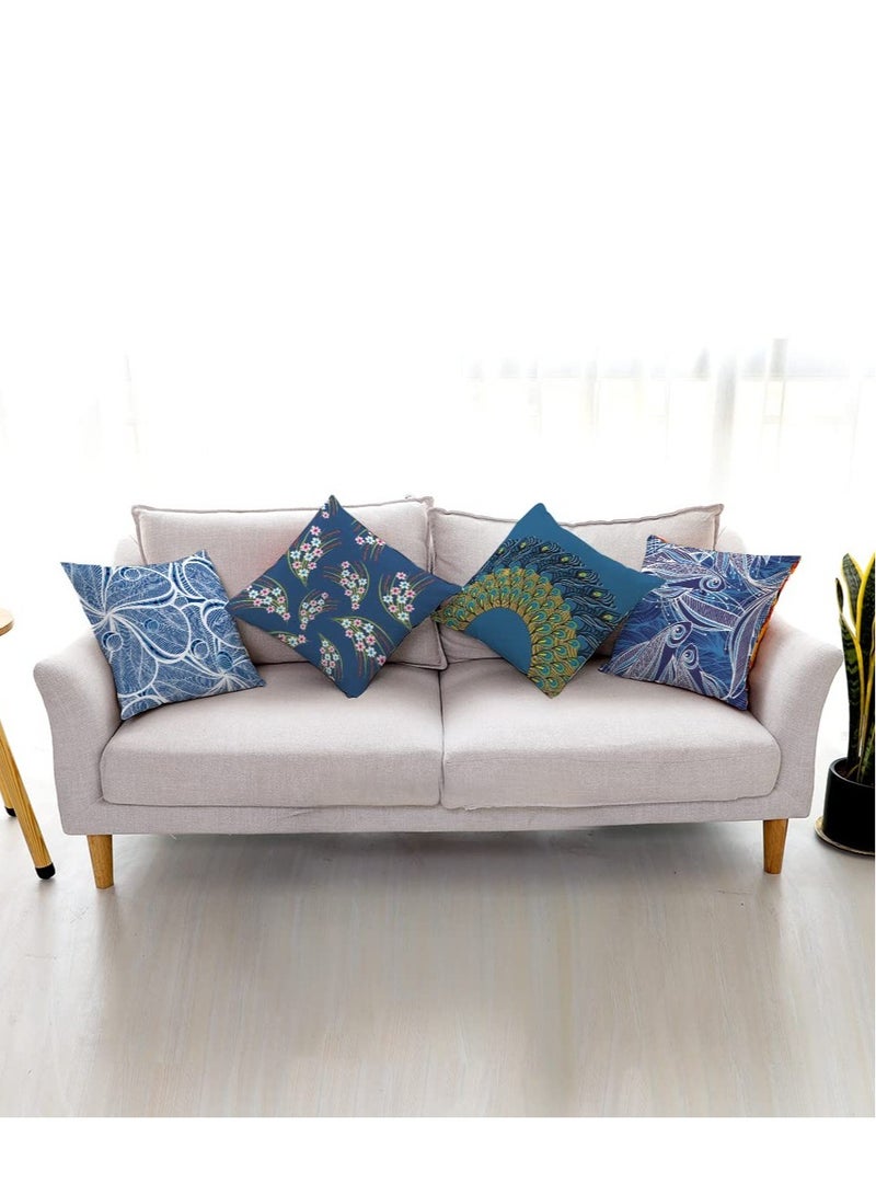 Excefore 4 Pack Decorative Throw Pillow Covers, 18x18 Boho Teal Pillow Covers, Suitable for Sofa, Living Room, Garden, Balcony - Image 5
