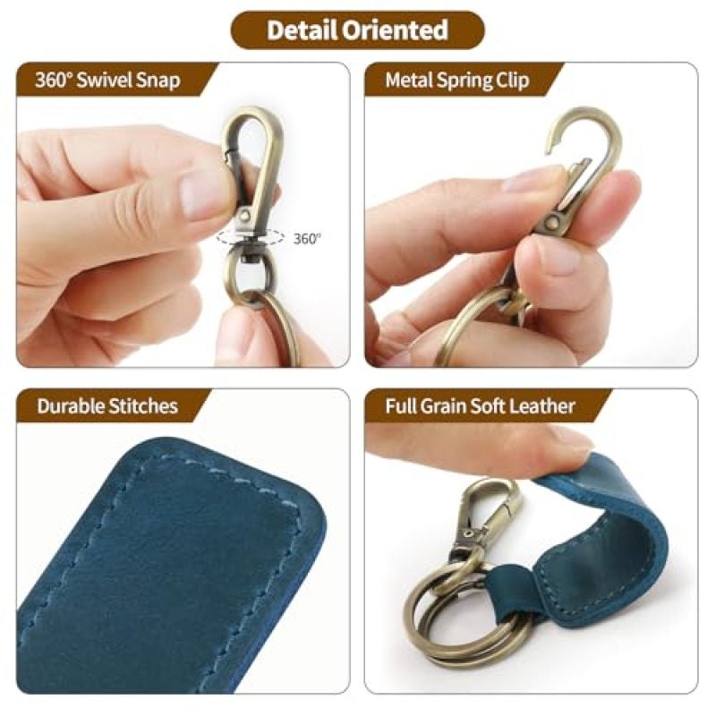 Universal Car Keychain: Full-Grain Leather Handmade Retro Style Key Fob - Premium Crafted Car Accessory for Car Owners - Image 3