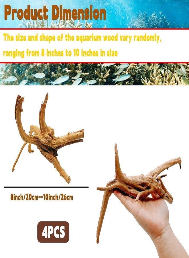 Hamiledyi 4PCS Driftwood for Aquarium 8-10in Natural Spider Wood Reptile Branches Fish Tank Log Ornament Aquarium Trunk Decoration - Image 2