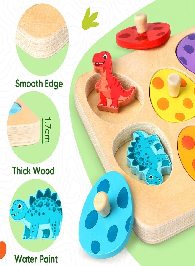 TOHIBEE Easter Wooden Puzzles for Toddlers 1-3, Dinosaur Egg Sorting & Matching Peg Puzzle, Preschool Montessori Educational Toys for 1 2 3 Year Old Boys Girls, Easter Basket Stuffers Gifts Party Favors - Image 5