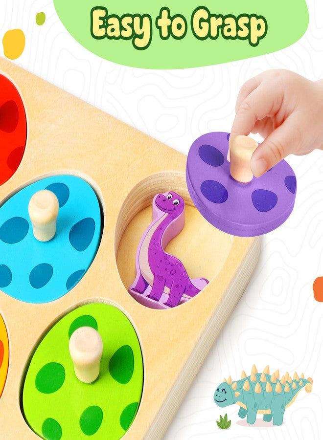 TOHIBEE Easter Wooden Puzzles for Toddlers 1-3, Dinosaur Egg Sorting & Matching Peg Puzzle, Preschool Montessori Educational Toys for 1 2 3 Year Old Boys Girls, Easter Basket Stuffers Gifts Party Favors - Image 4