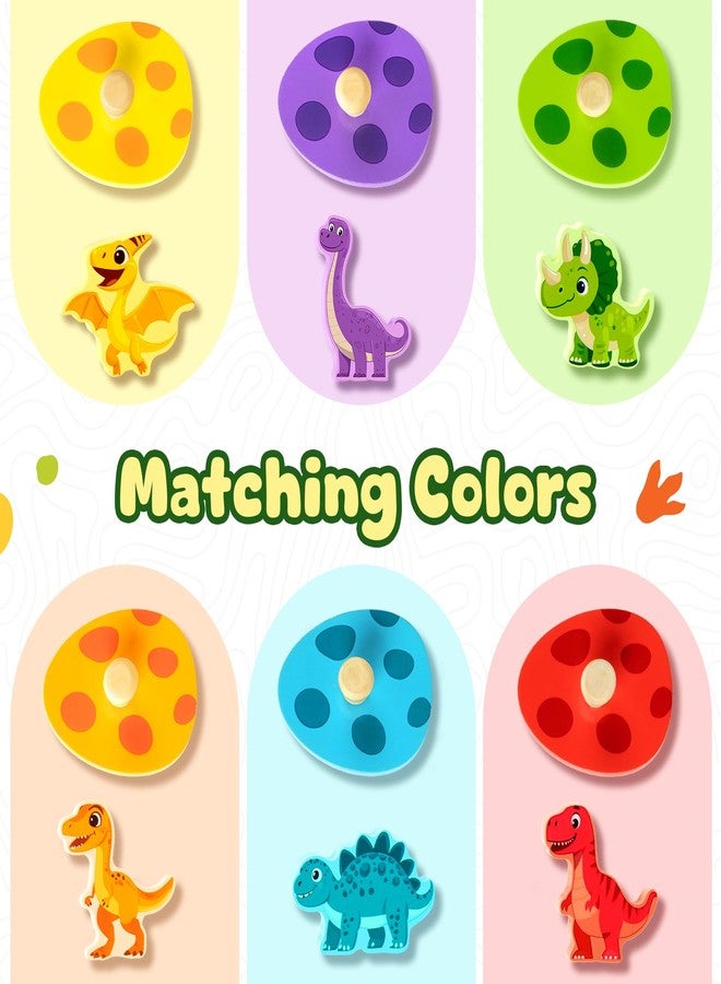 TOHIBEE Easter Wooden Puzzles for Toddlers 1-3, Dinosaur Egg Sorting & Matching Peg Puzzle, Preschool Montessori Educational Toys for 1 2 3 Year Old Boys Girls, Easter Basket Stuffers Gifts Party Favors - Image 3