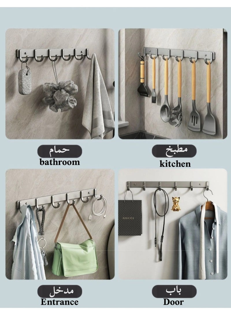 Wall Hook Gun Grey, Non Perforated Bathroom Hooks, Bedroom Storage, Hanger Hooks, Space Aluminum Wall Hanger Coat Hook Rail for Coat Hat Towel Purse Robes Mudroom Bathroom - Image 5