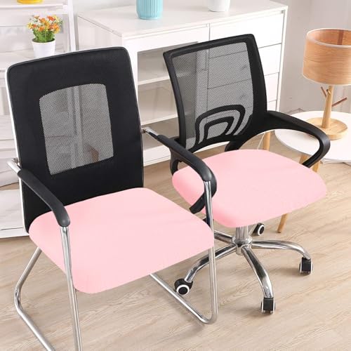 Smiry Stretch Jacquard Office Computer Chair Seat Covers Removable Washable Antidust Desk Chair Seat Cushion Protectors Blush Pink - Image 3
