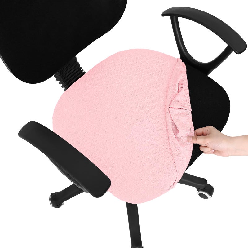 Smiry Stretch Jacquard Office Computer Chair Seat Covers Removable Washable Antidust Desk Chair Seat Cushion Protectors Blush Pink - Image 2