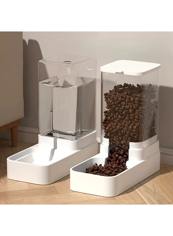 2 In 1 Automatic Cat Feeder And Water Dispenser With Transparent Reservoirs Gravity Fed Design - Image 1