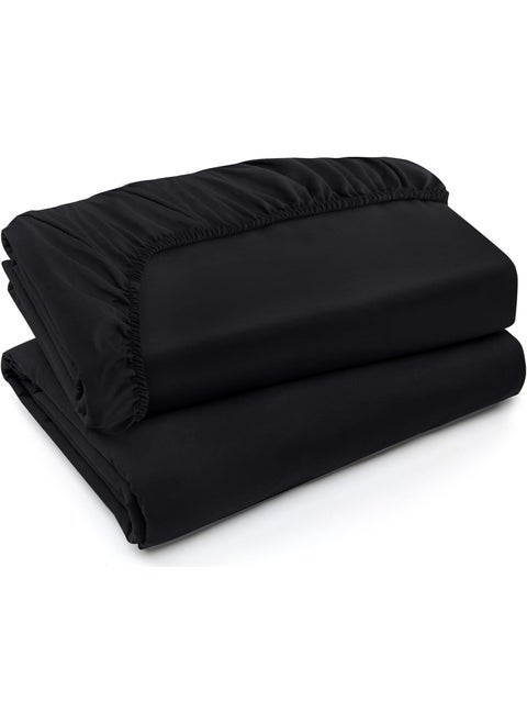 Utopia Bedding Queen Fitted Sheets - Bottom Sheets - Deep Pockets - Soft Brushed Microfiber - Shrinkage & Fade Resistant - Easy Care - 2 Fitted Sheet Only (Black)
