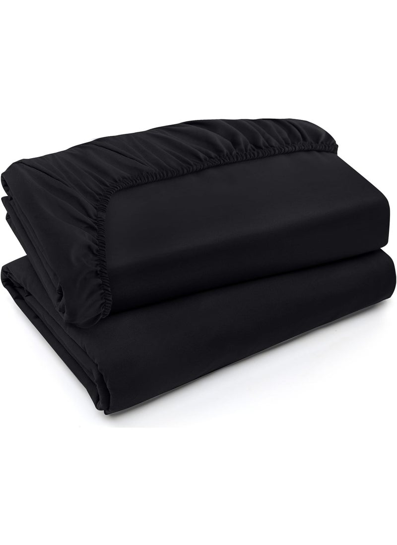 Utopia Bedding Utopia Bedding Queen Fitted Sheets - Bottom Sheets - Deep Pockets - Soft Brushed Microfiber - Shrinkage & Fade Resistant - Easy Care - 2 Fitted Sheet Only (Black)  - Image 1