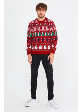 Cool Tarz Cool Style Red-Green Men's Christmas New Year Sweater  - Image 2