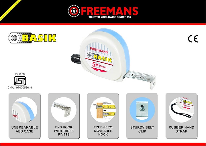 FREEMANS Basik 3m16mm and 5m19mm Measuring Tape - Image 2