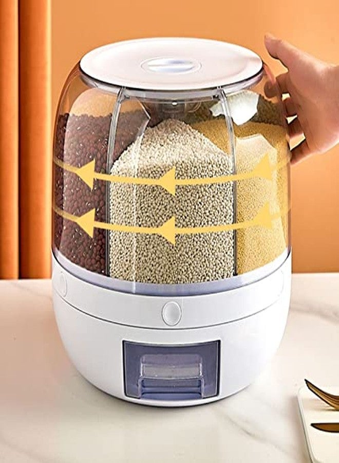 Matiko Rice Dispenser,Grain Dispenser 6 Grids PP Dispenser Bucket Rotation Grain Storage Organization for Home Kitchen (round rice dispenser) - Image 3