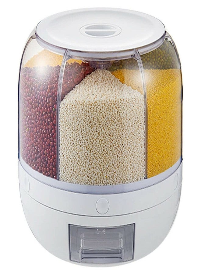 Matiko Rice Dispenser,Grain Dispenser 6 Grids PP Dispenser Bucket Rotation Grain Storage Organization for Home Kitchen (round rice dispenser) - Image 1