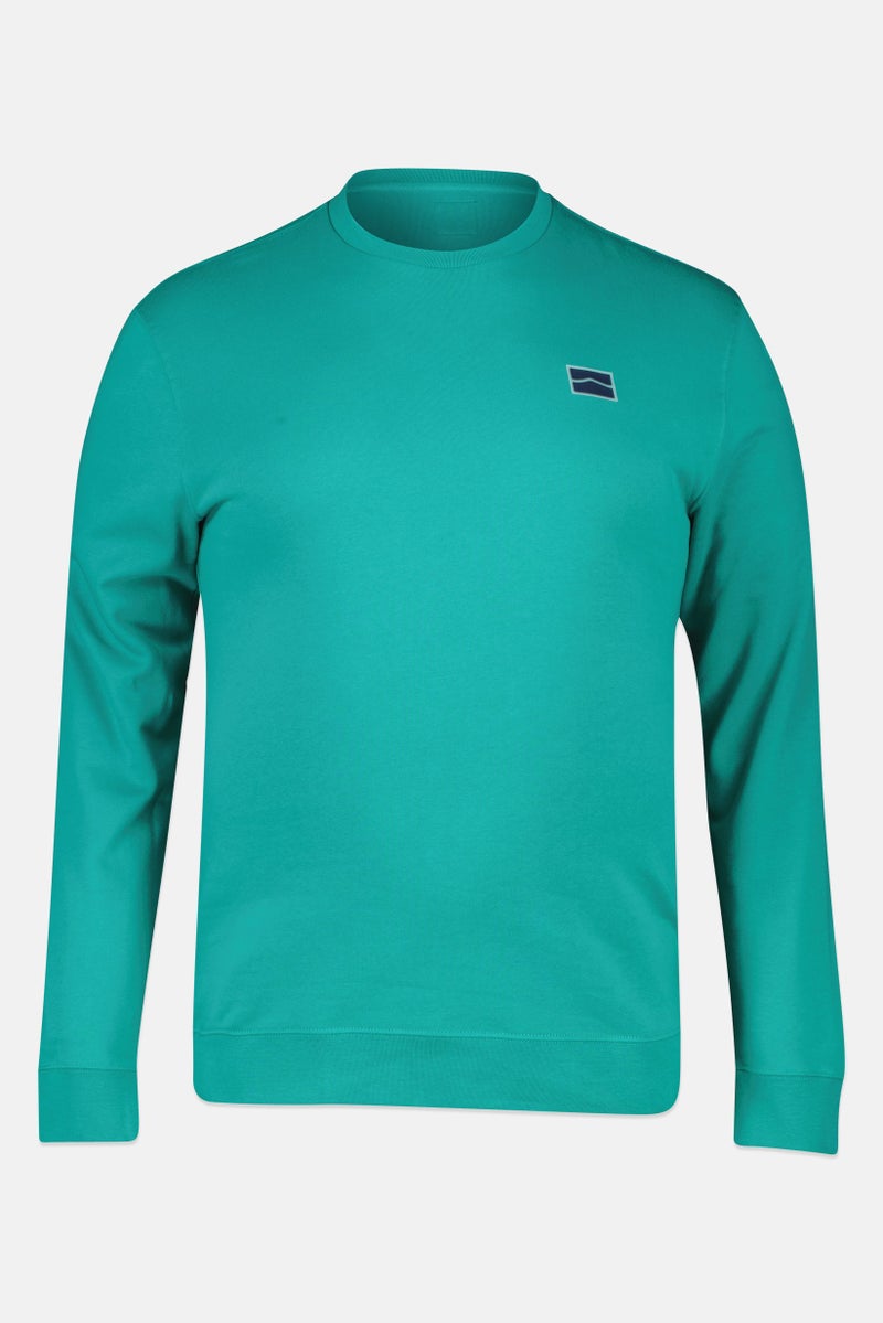 VANS Crew Neck Brand Logo Long Sleeve Sweatshirt, Teal - Image 3