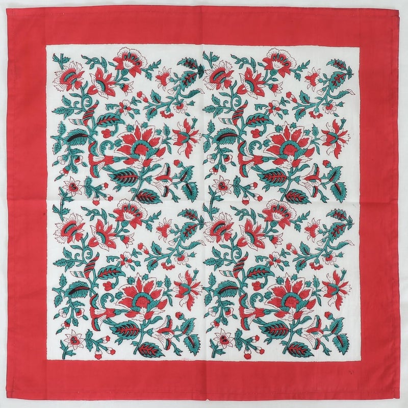 The Block Printed Napkins Cotton Napkins 20x20 Informal Dinner Napkins Hand Block Printed Napkins Indian Cloth Napkins Eco Friendly Napkins Washable Napkins Set of 4 - Image 3