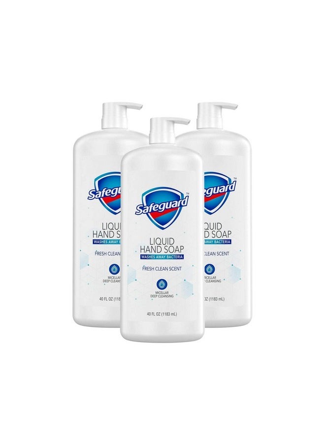 Soap 3 pack Safeguard Liquid Hand Soap, Micellar Deep Cleansing, Fresh Clean Scent (40 oz.) 40 Fl Oz (Pack of 3)  - Image 1