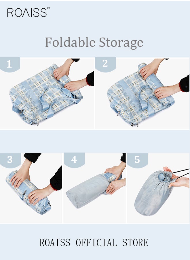 roaiss New Trend Travel Duffel Bag Checkered Pattern Sports Gym Tote Bag Shoulder Crossbody Overnight Bag for Women Men Weekender Labor Delivery Bag - Image 2