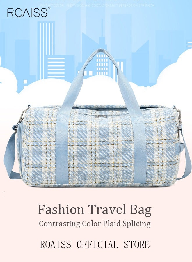 roaiss New Trend Travel Duffel Bag Checkered Pattern Sports Gym Tote Bag Shoulder Crossbody Overnight Bag for Women Men Weekender Labor Delivery Bag - Image 1