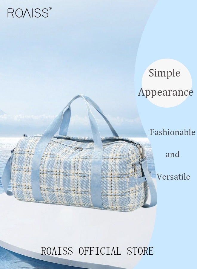 roaiss New Trend Travel Duffel Bag Checkered Pattern Sports Gym Tote Bag Shoulder Crossbody Overnight Bag for Women Men Weekender Labor Delivery Bag - Image 5