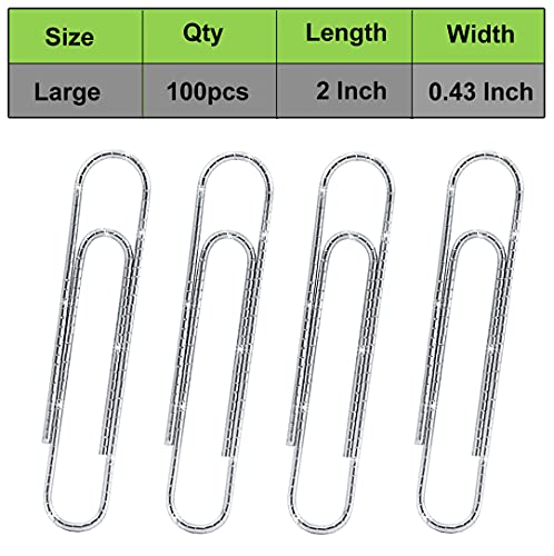 Vinaco Paper Clips Non Skid, 100 Pack Large Paper Clips 2 Inch (50 mm), Durable & Rust Resistant, Jumbo Paperclips. Great for Office, School and Personal Use - Image 2