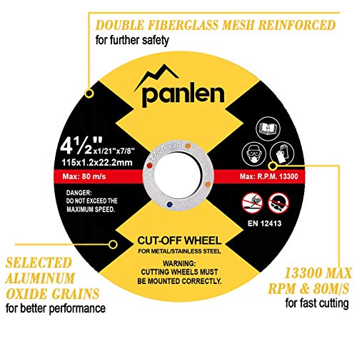 Panlen 10 Pack Cutting Wheel 4 1/2 Metal Stainless Steel Cut Off Disk,Thin Cutting Blade for Angle Grinder - Image 2