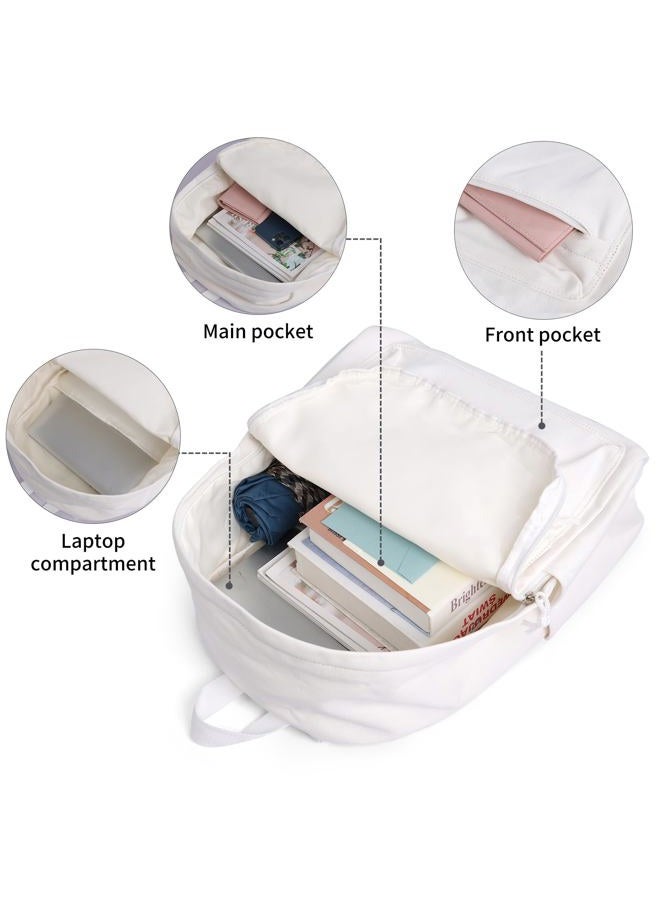 Zicac Unisex DIY Canvas Backpack Daypack Satchel Backpack (White, With Side Pocket) - Image 3