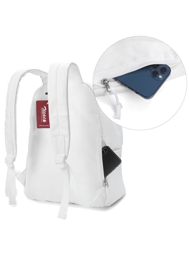 Zicac Unisex DIY Canvas Backpack Daypack Satchel Backpack (White, With Side Pocket) - Image 4