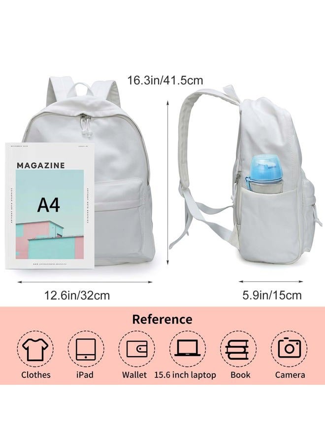 Zicac Unisex DIY Canvas Backpack Daypack Satchel Backpack (White, With Side Pocket) - Image 5