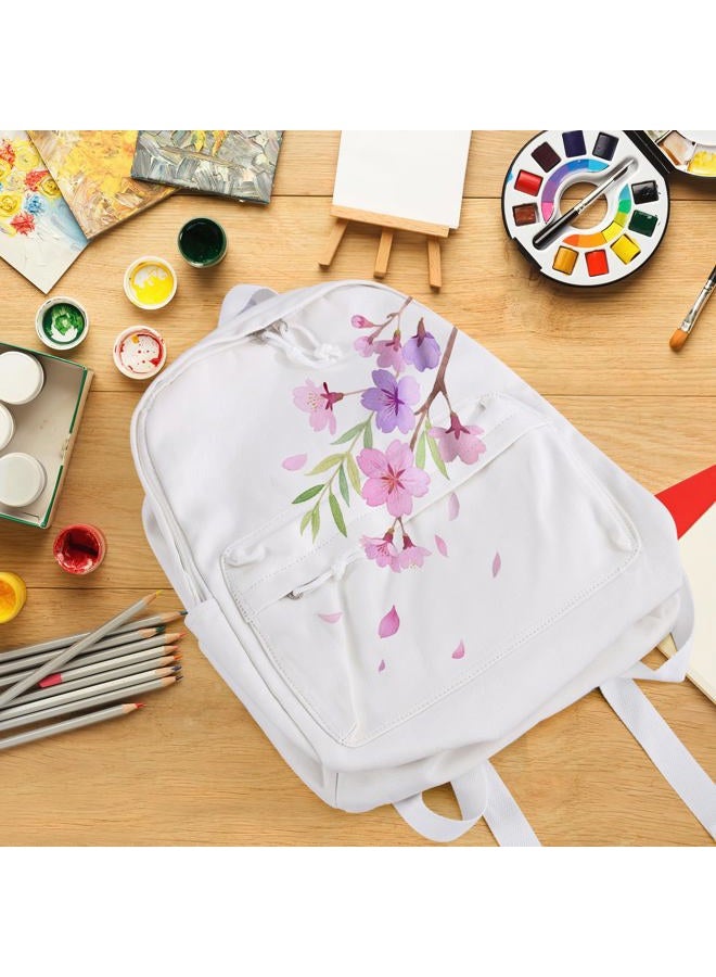 Zicac Unisex DIY Canvas Backpack Daypack Satchel Backpack (White, With Side Pocket) - Image 2