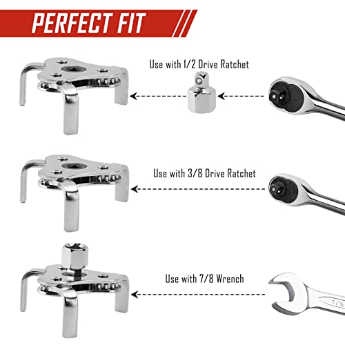SPARKWHIZ Oil Filter Wrench Set, Oil Filter Removal Tool 2-3/4" - 5-1/4", 9" & 12" Adjustable Oil Filter Pliers, Adjustable 3-Jaw Oil Filter Wrench, 7pcs - Image 2