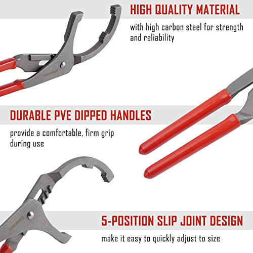 SPARKWHIZ Oil Filter Wrench Set, Oil Filter Removal Tool 2-3/4" - 5-1/4", 9" & 12" Adjustable Oil Filter Pliers, Adjustable 3-Jaw Oil Filter Wrench, 7pcs - Image 5