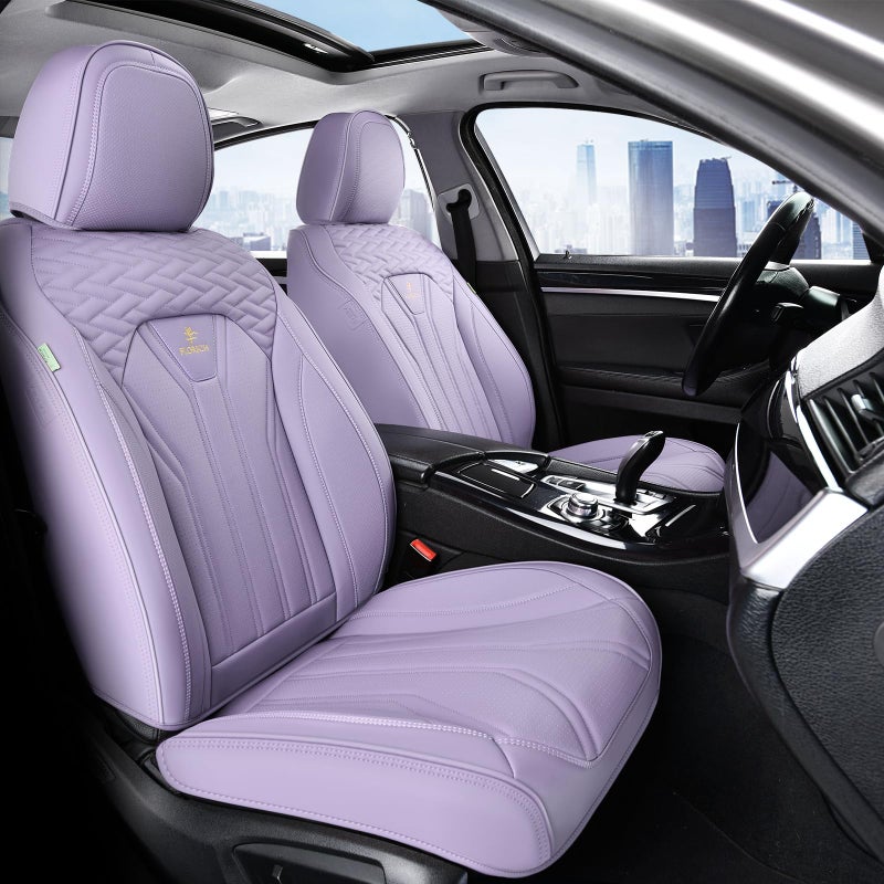 FLORICH Car Seat Covers, Leather Front Seat Cover, Purple Waterproof Seat Covers, Automotive Seat Cover 2 Pack, Luxury Universal Seat Cushion Car Seat Protector Fit for Most Cars Trucks SUVs - Image 1