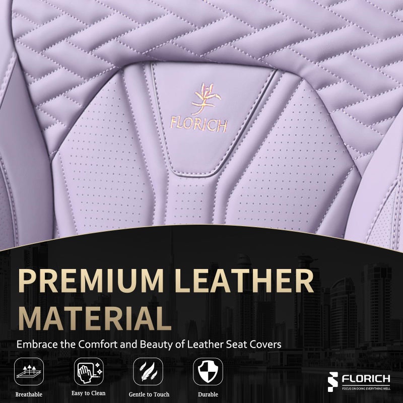 FLORICH Car Seat Covers, Leather Front Seat Cover, Purple Waterproof Seat Covers, Automotive Seat Cover 2 Pack, Luxury Universal Seat Cushion Car Seat Protector Fit for Most Cars Trucks SUVs - Image 4