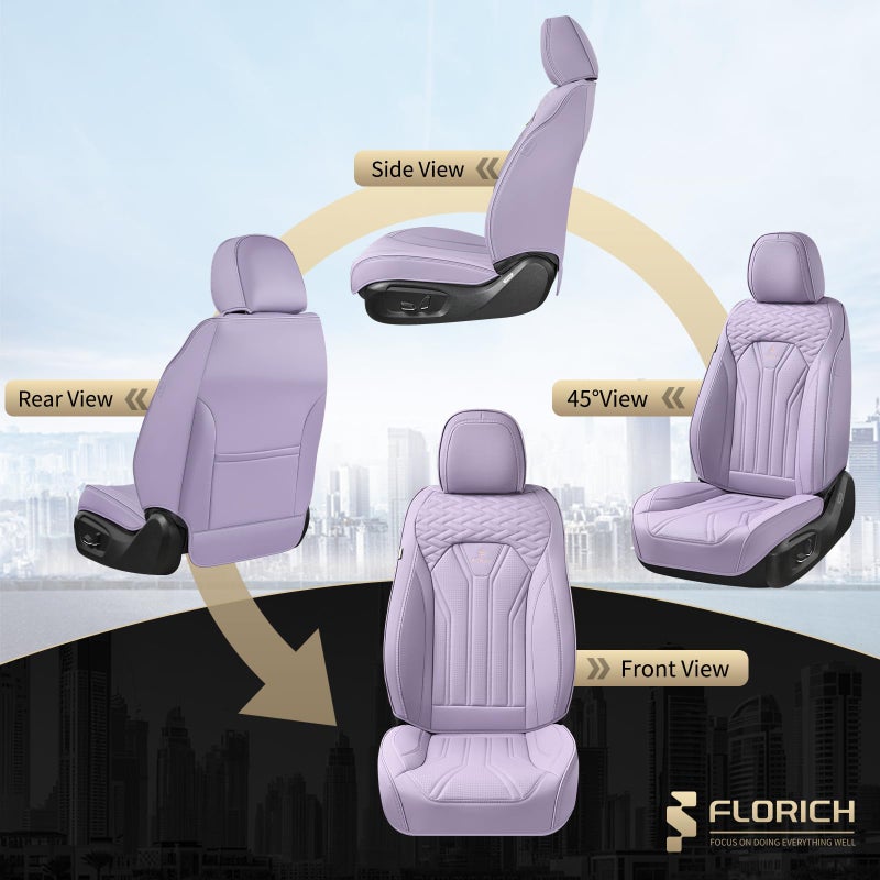 FLORICH Car Seat Covers, Leather Front Seat Cover, Purple Waterproof Seat Covers, Automotive Seat Cover 2 Pack, Luxury Universal Seat Cushion Car Seat Protector Fit for Most Cars Trucks SUVs - Image 5