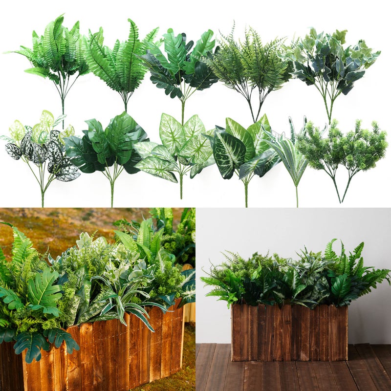 Partyjoy PARTY JOY 14 Bunches Fake Plants Outdoor  Fake Bushes UV Resistant Artificial Flowers Greenery Shrubs Faux Greenery for Outdoor Garden Patio Front Porch Yard Decor - Image 2