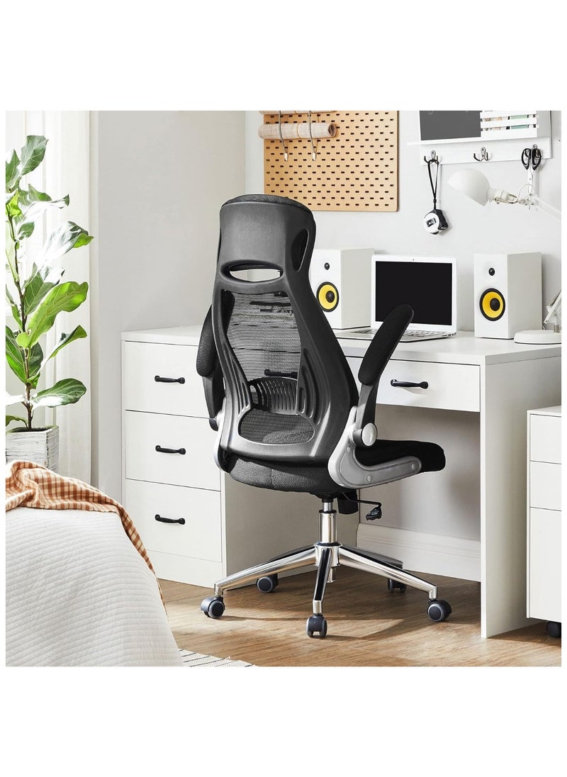SONGMICS SONGMICS Office Swivel Chair Mesh Backrest With Headrest And Flip Up Armrests Black Obn86Bk  - Image 4