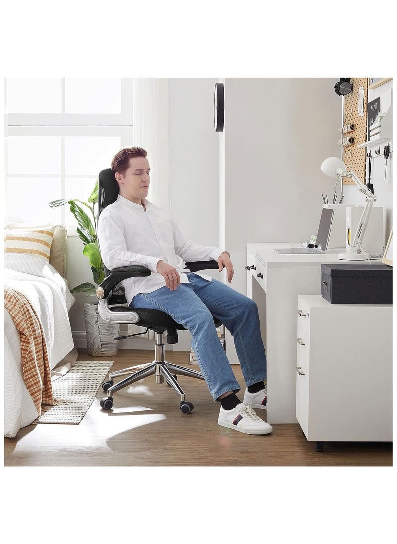 SONGMICS SONGMICS Office Swivel Chair Mesh Backrest With Headrest And Flip Up Armrests Black Obn86Bk  - Image 5
