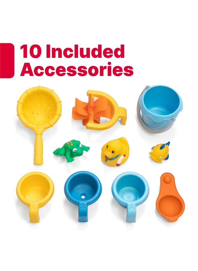 ستيب2 حوض استحمام مطري من ستيب 2، طاولة مياه خارجية، لعبة نشاط مع جدار دش مطري مزدوج الجوانب، مجموعة إكسسوارات من 10 قطع، مركز أنشطة في الفناء الخلفي، مناسب للأولاد والبنات من سن 18 شهرًا فما فوق - Image 3