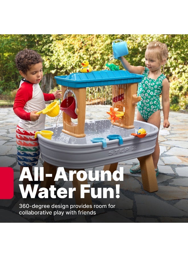 ستيب2 حوض استحمام مطري من ستيب 2، طاولة مياه خارجية، لعبة نشاط مع جدار دش مطري مزدوج الجوانب، مجموعة إكسسوارات من 10 قطع، مركز أنشطة في الفناء الخلفي، مناسب للأولاد والبنات من سن 18 شهرًا فما فوق - Image 4