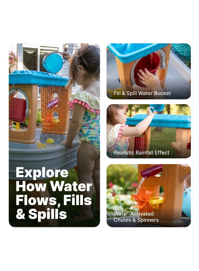 ستيب2 حوض استحمام مطري من ستيب 2، طاولة مياه خارجية، لعبة نشاط مع جدار دش مطري مزدوج الجوانب، مجموعة إكسسوارات من 10 قطع، مركز أنشطة في الفناء الخلفي، مناسب للأولاد والبنات من سن 18 شهرًا فما فوق - Image 5