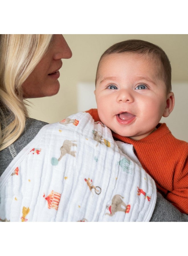 aden + anais Essentials Baby Burpy Baby Bib, 100% Cotton Muslin, Soft Absorbent 4 Layers, Multi-Use Burp Cloth and Bib, 22.5” X 11”, Single, Elephant Circus - Image 2