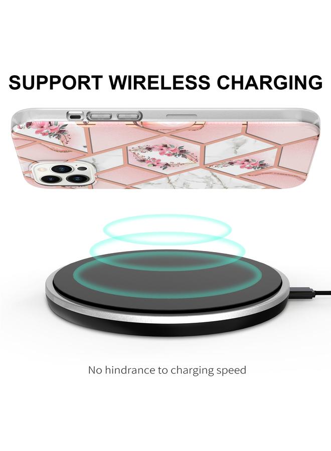 S-TOP Case For iPhone 14 Pro Electroplating Splicing Marble Flower Pattern TPU Shockproof Case - Image 3