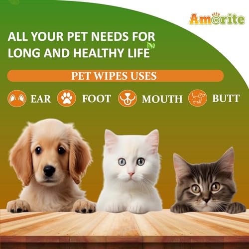 AMORITE Anti-Bacterial 160 Count Pet Wipes with Fresh Apple Scent for Dogs, Puppies & Pets (Pack of 2) Suitable for All Types of Pets' Dry Bathing, Daily Care, Paw Cleaning Wipes - Image 2