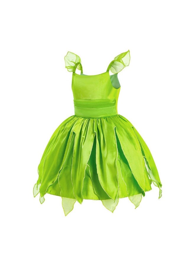 NIBEMINENT New Halloween Green elf dress, Princess Tianna and Tinker Bell children's performance costume - Image 1