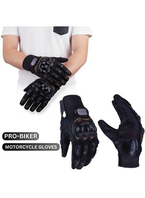 Motorcycle Gloves Full Finger Hard Knuckle Armor, Protective Anti-Slip Breathable Riding Gloves for Men and Women, Touchscreen Motorbike Gloves for Racing, Motocross, Cycling and Outdoor Activities