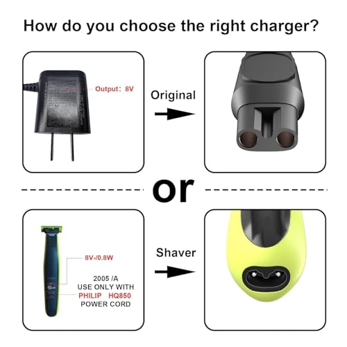 IBERLS HQ850 Power Cord Compatible with Philips One Blade QP2630 QP2530 Shaver, Replacement Charger 8V Fit for Philips Razor Norelco All-in-One Grooming Trimmer Charging Cable Adapter - Image 5