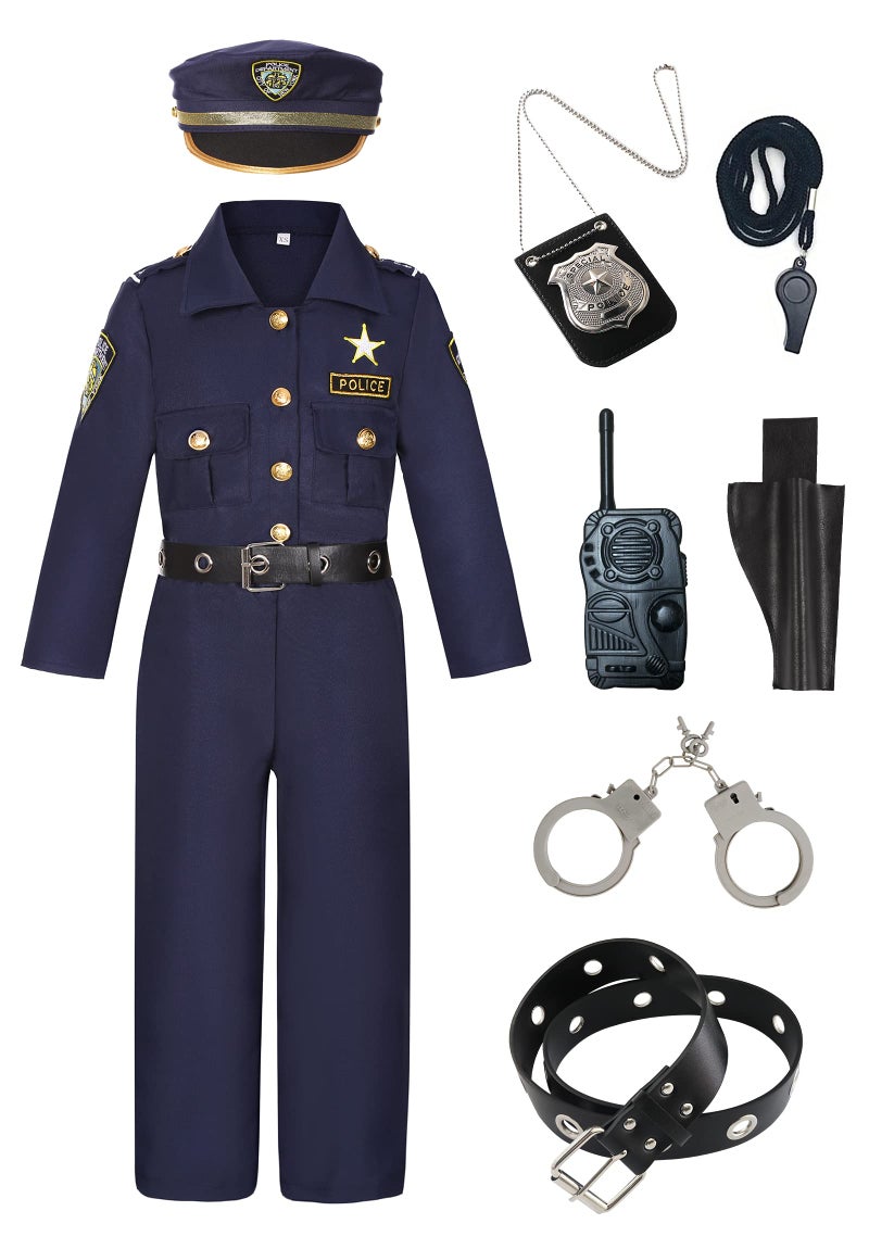 Costumerry Police Officer Costume for Kids Deluxe Cop Police Costume for Boys Pretend Play Set Halloween Cosplay Party (10-12 Years) - Image 1