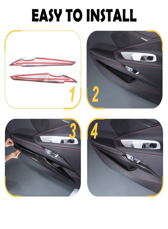 CHEAYAR Car Interior Side Door Panel Trim Cover Compatible with Corvette C8 Stingray 2020 2021 2022 2023, Inner Side Door Panel Strip Cover Trim Decoration Accessories (A Carbon Fiber Pattern) - Image 5