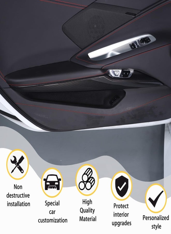 CHEAYAR Car Interior Side Door Panel Trim Cover Compatible with Corvette C8 Stingray 2020 2021 2022 2023, Inner Side Door Panel Strip Cover Trim Decoration Accessories (A Carbon Fiber Pattern) - Image 4